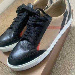 Woman’s Burberry House Check and Leather Sneakers
